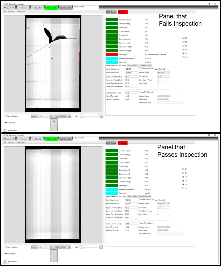 Glass breakage inspection tool broken glass panel